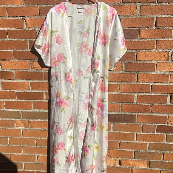 Vintage Cinema Etoile Floral Pattern Pastel Colors Robe Duster - Picture 8 of 10